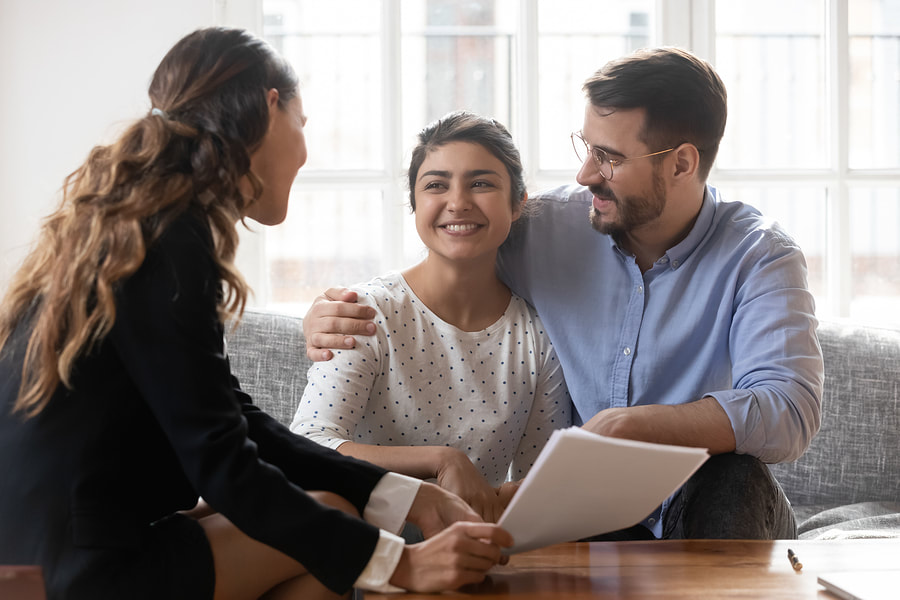  woman talking to the clients