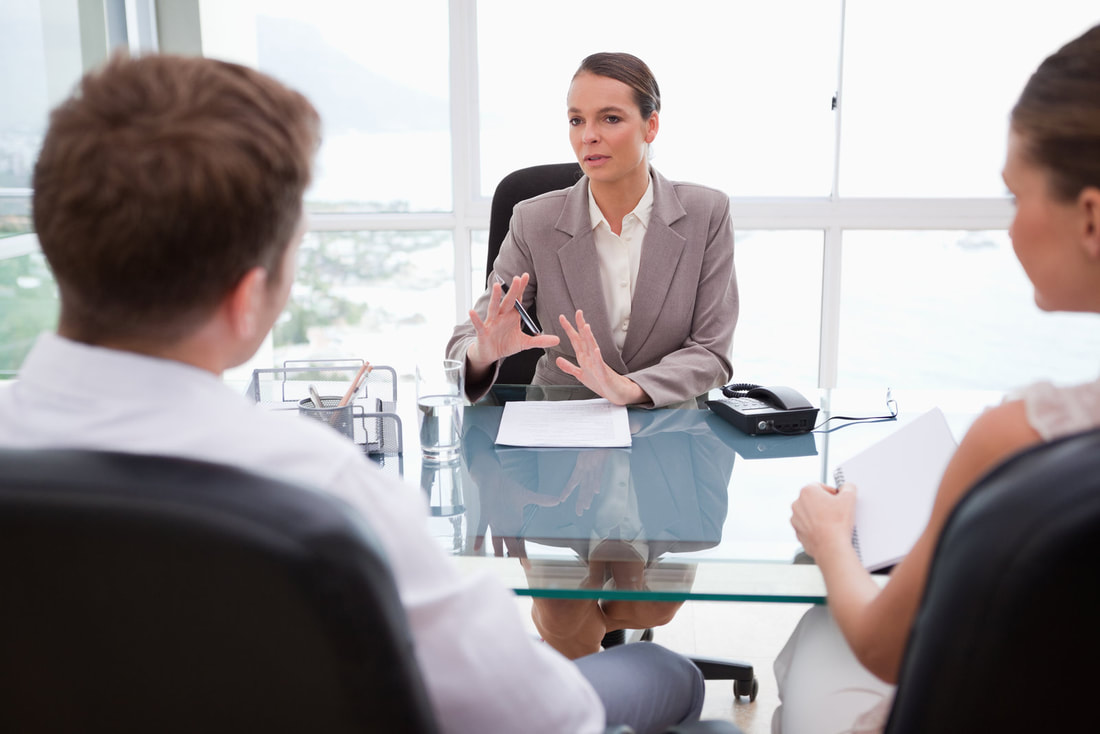 woman talking to a client