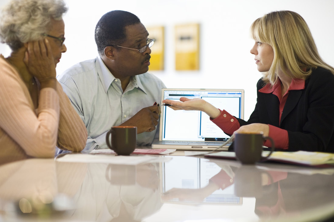 woman talking to a client